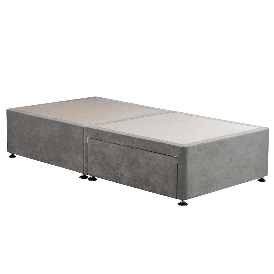 Grey Fabric Single Divan Bed Base with 2 Drawers - Langston