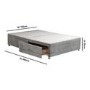 Grey Fabric Double Divan Bed Base with 4 Drawers - Langston