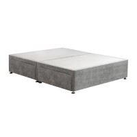Grey Fabric King Size Divan Bed Base with 4 Drawers - Langston