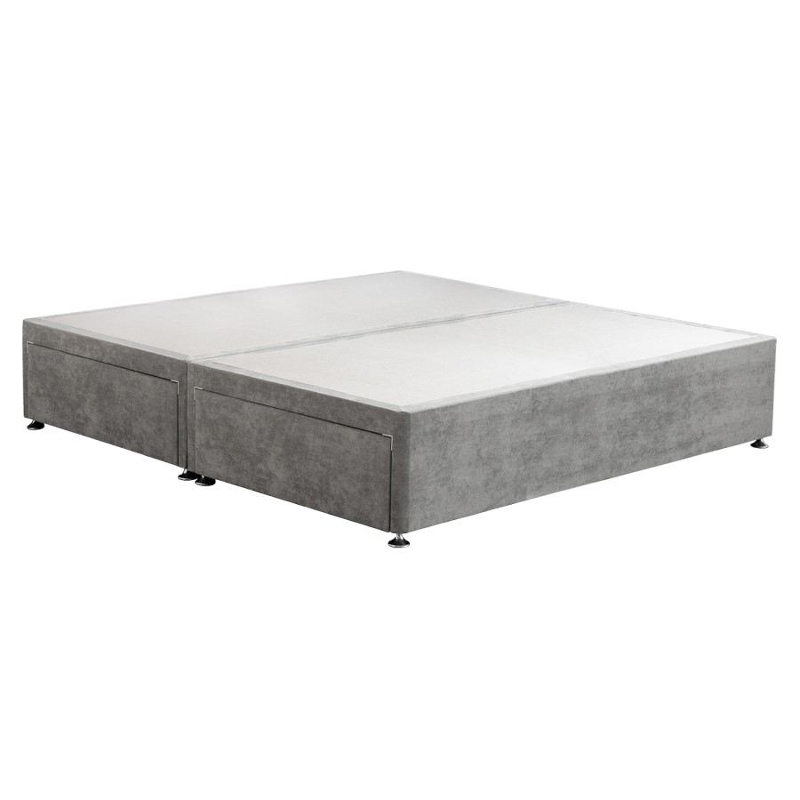 Grey Fabric Super King Size Divan Bed Base with 4 Drawers - Langston