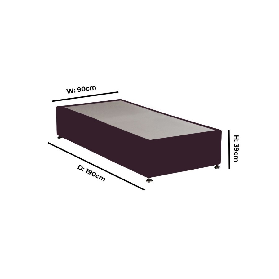 Burgundy Velvet Single Divan Bed Base - Langston