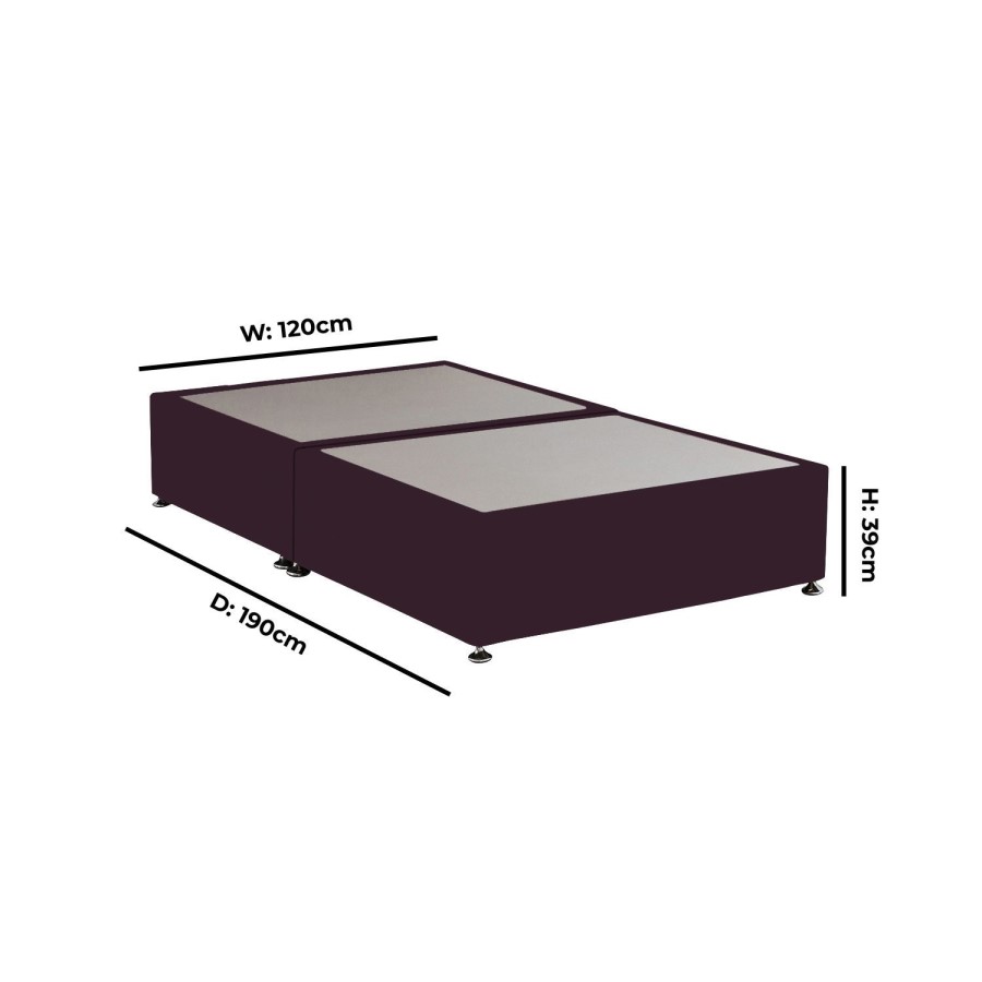 Burgundy  Velvet Small Double Divan Bed Base - Langston
