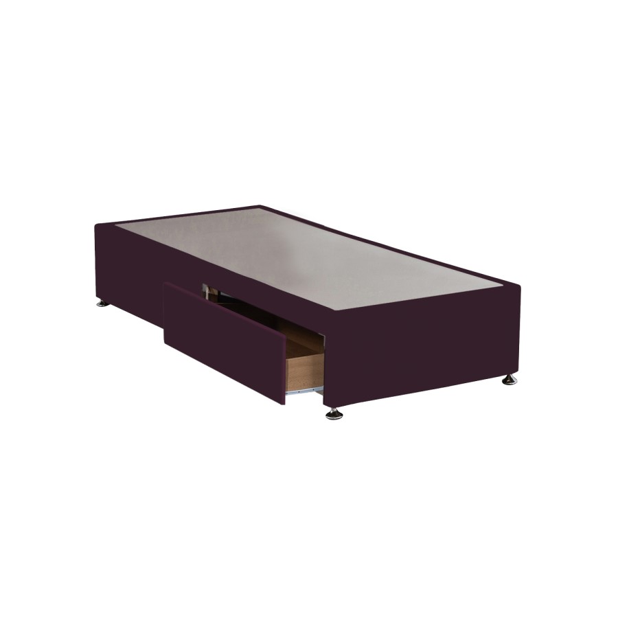 Burgundy Velvet Single Divan Bed Base with 2 Drawers - Langston