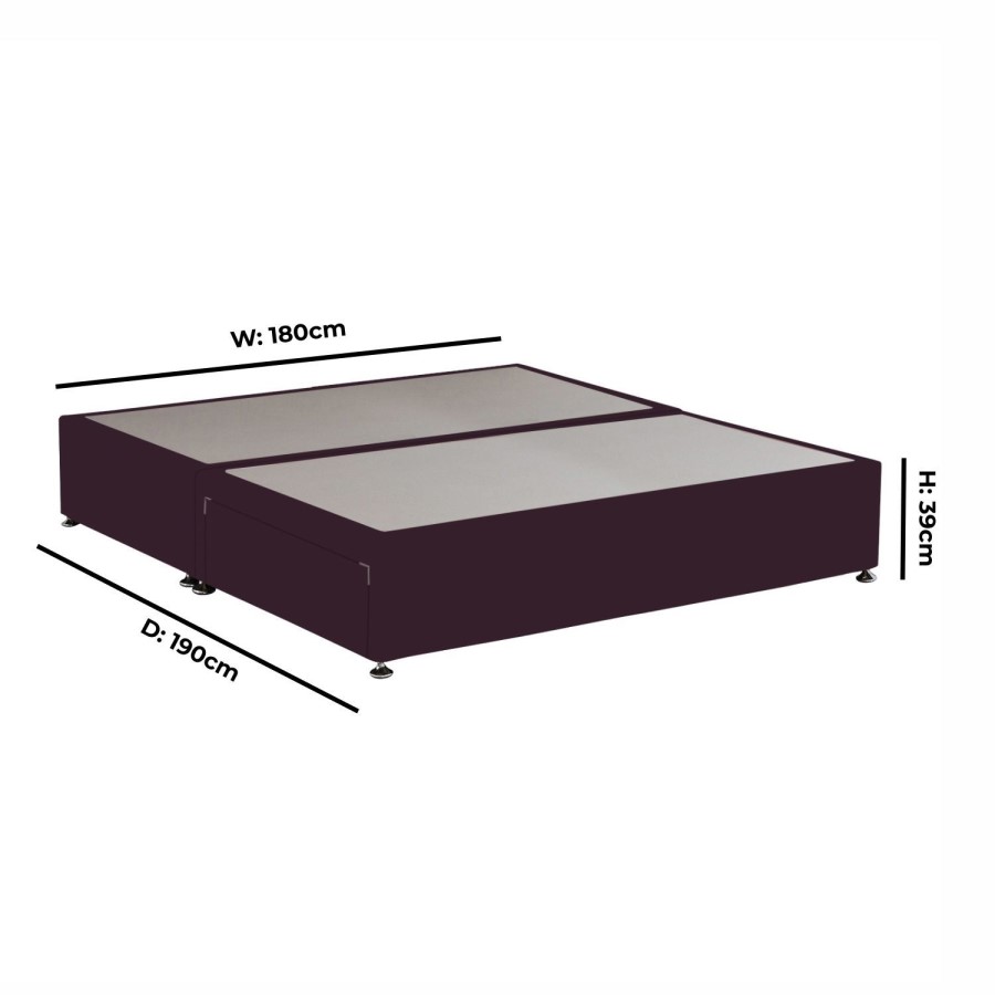 Burgandy  Velvet Super King Size Divan Bed Base with 2 Drawers - Langston
