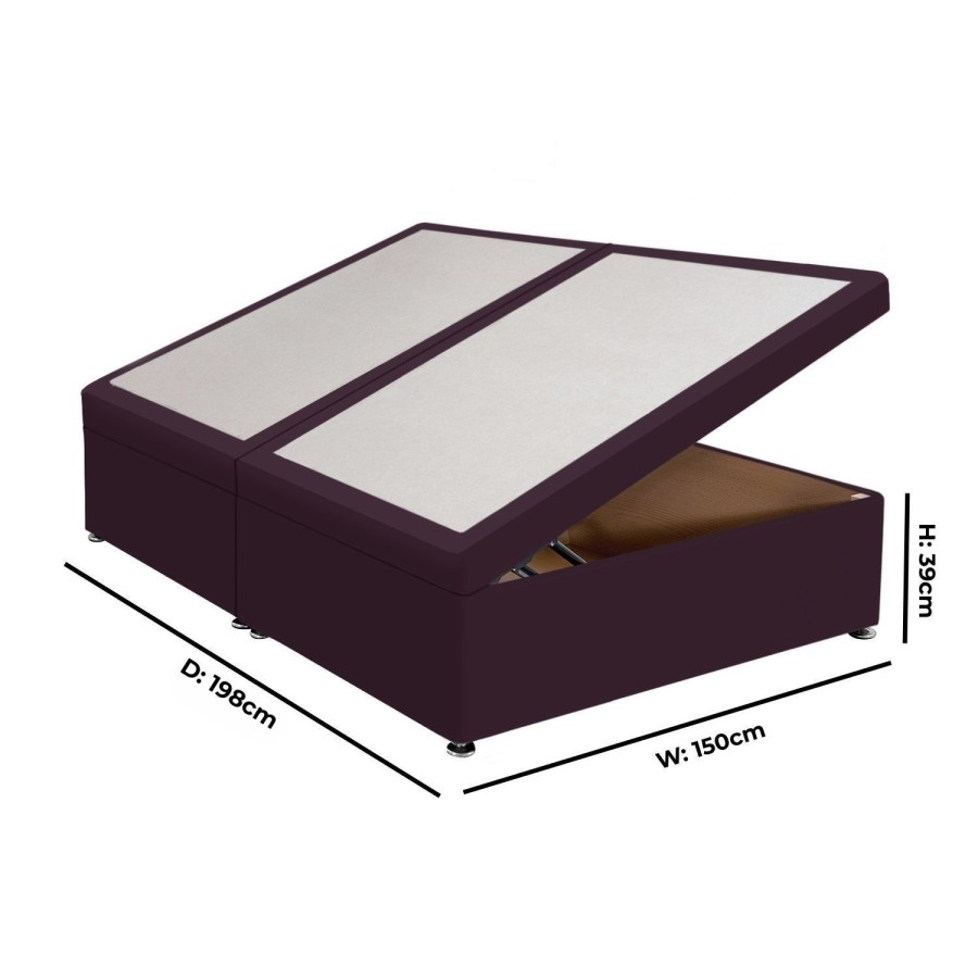 Burgundy Velvet King Size Divan Ottoman Bed Base - Langston
