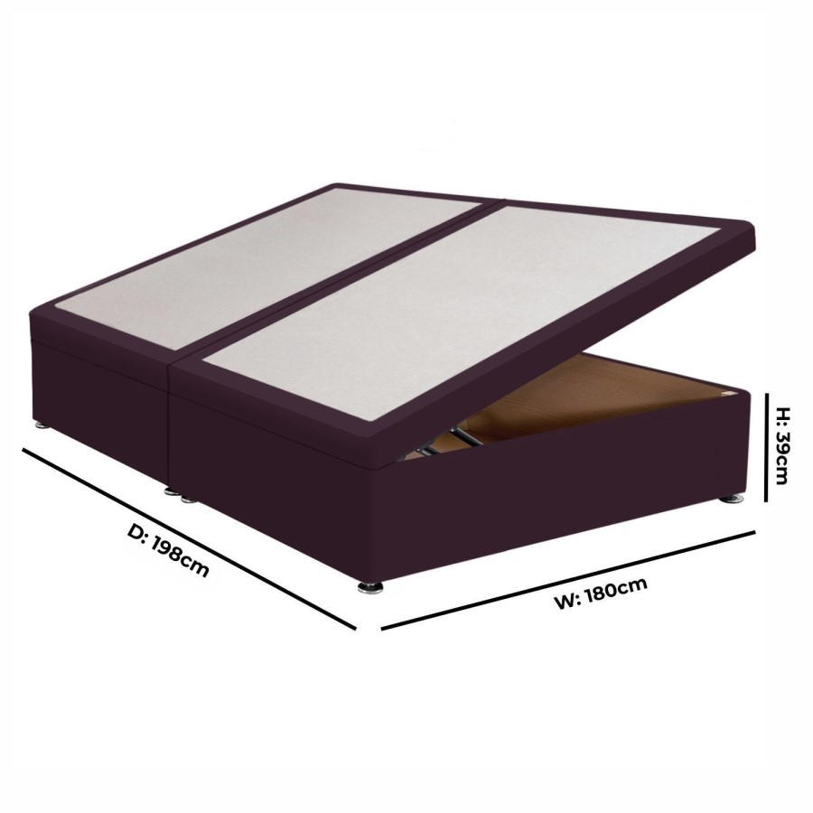 Burgundy  Velvet Super King Divan Ottoman Bed Base - Langston