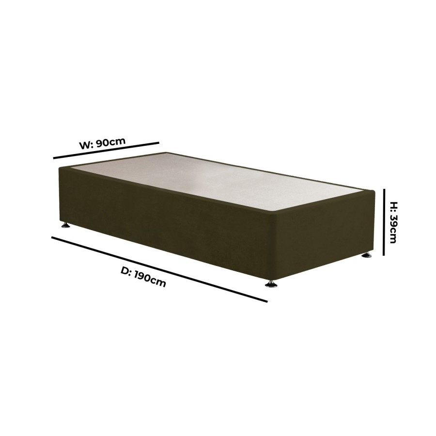Moss Green Fabric Single Divan Bed Base - Langston