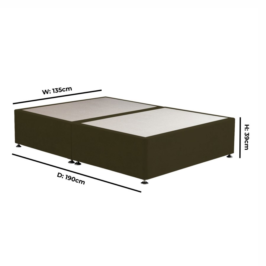 Moss Green Fabric Double Divan Bed Base - Langston