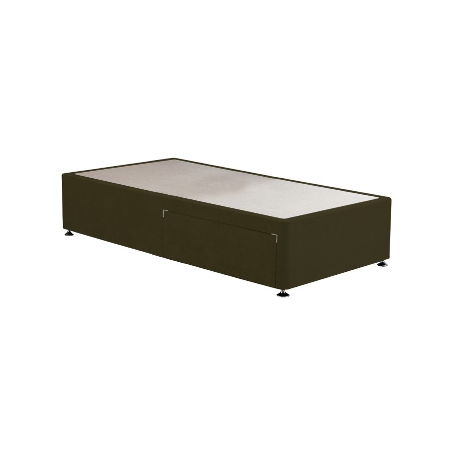 Moss Green Fabric  Single Divan Bed Base with 2 Drawers - Langston