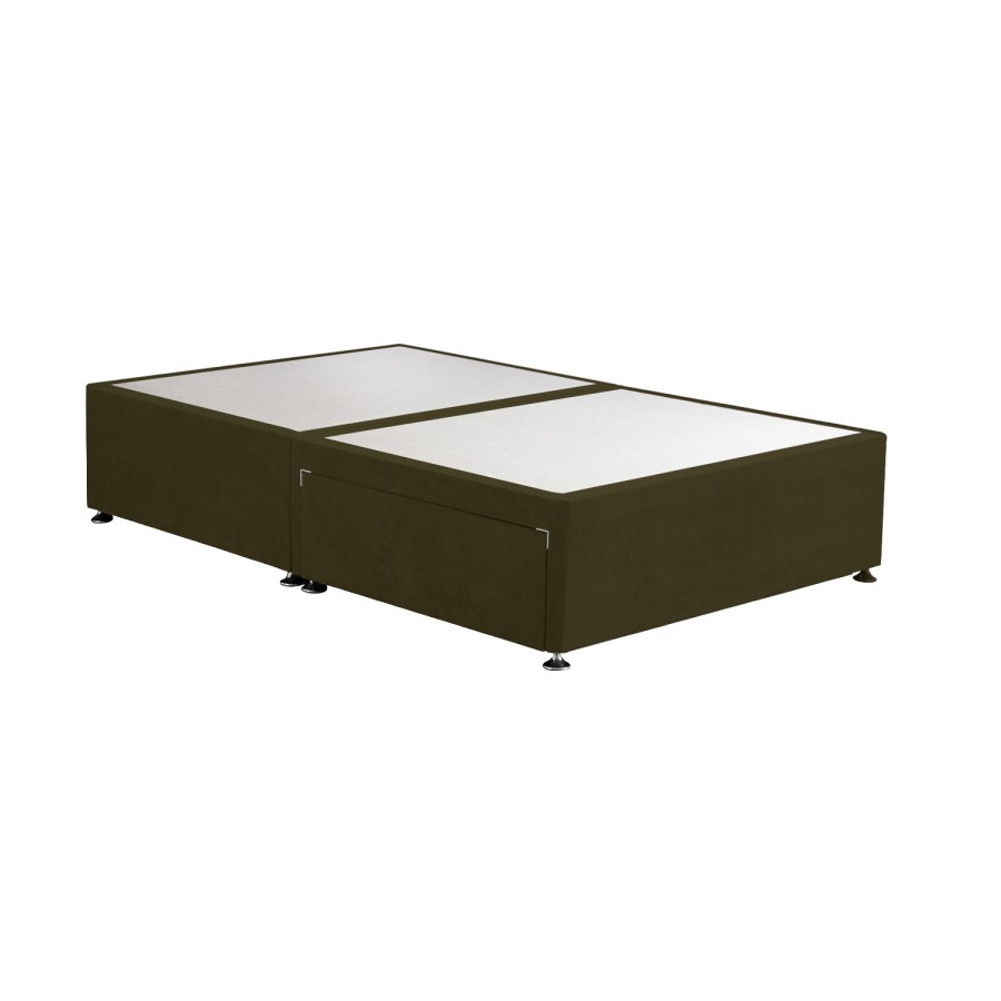 Moss Green Fabric  Small Double Divan Bed Base with 2 Drawers - Langston