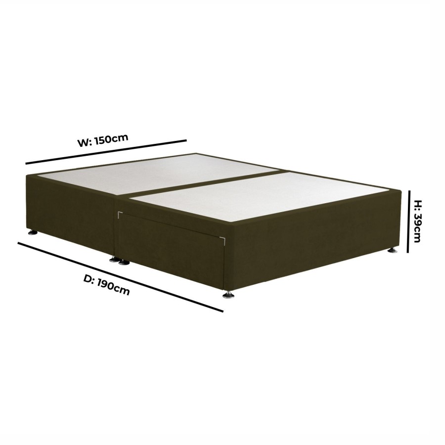 Moss Green Fabric King Size Divan Bed Base with 2 Drawers - Langston