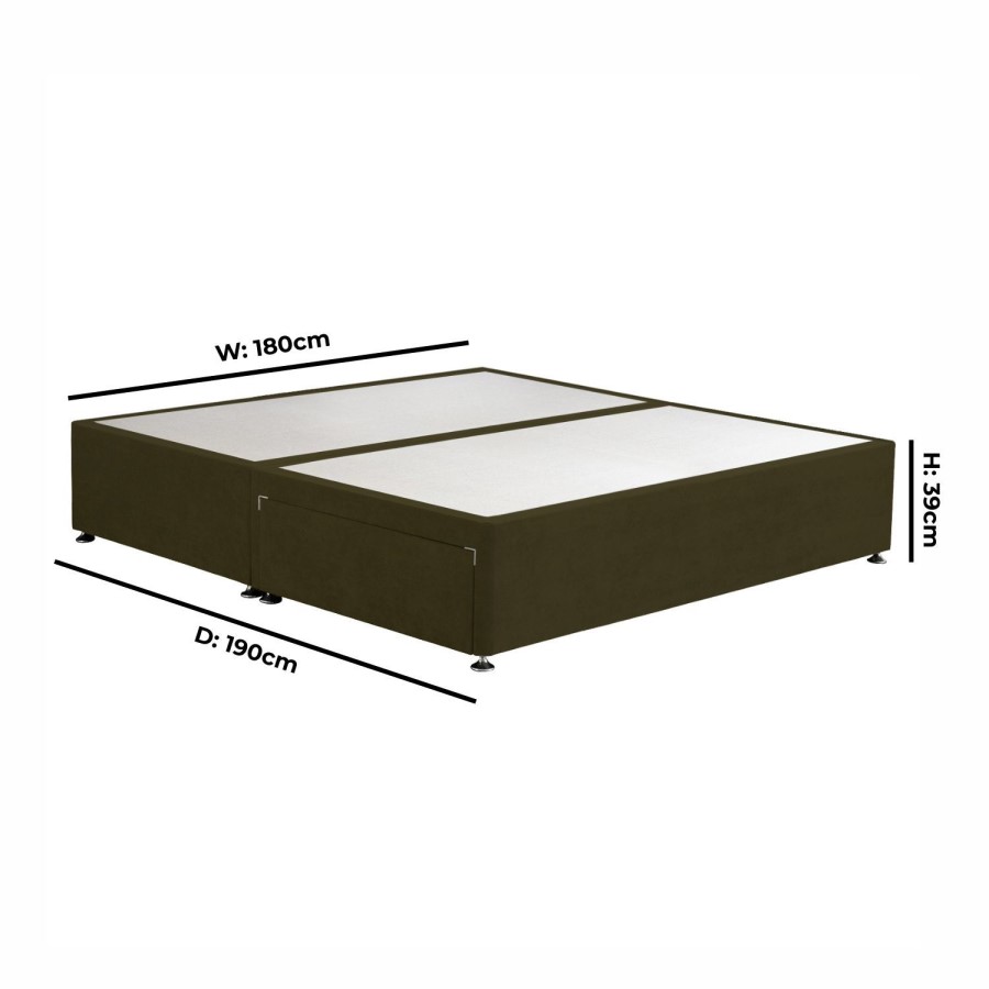 Moss Green Fabric  Super King Size Divan Bed Base with 2 Drawers - Langston