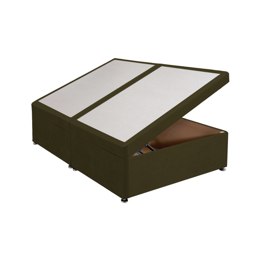 Moss Green Fabric Double Divan Ottoman Bed Base - Langston