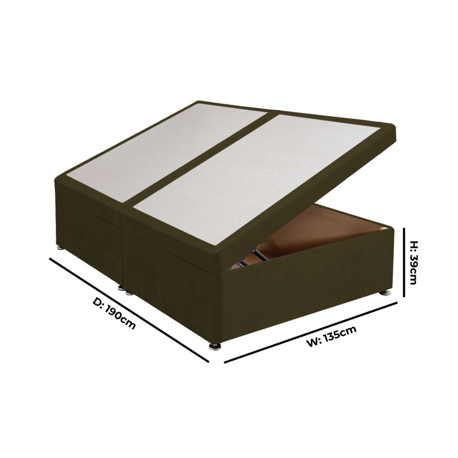 Moss Green Fabric Double Divan Ottoman Bed Base - Langston