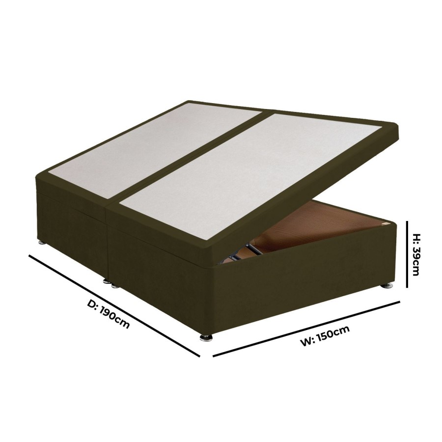 Moss Green Fabric  King Size Divan Ottoman Bed Base - Langston