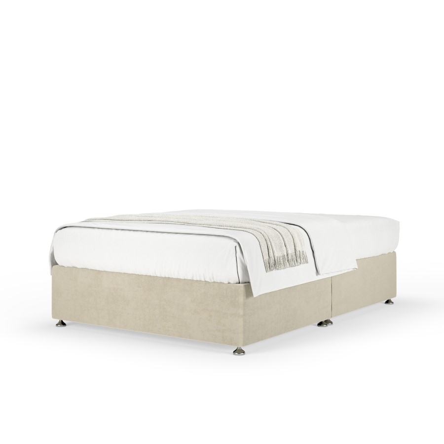 Cream Textured Velvet Small Double Divan Bed Base - Maddison