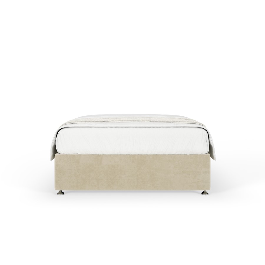 Cream Textured Velvet Small Double Divan Bed Base - Maddison
