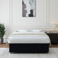 Navy Woven King Size Divan Bed Base - Maddison