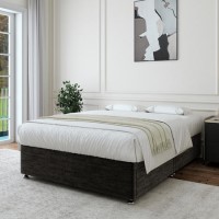 Black Chenille 2 Drawer Double Divan Bed Base - Maddison