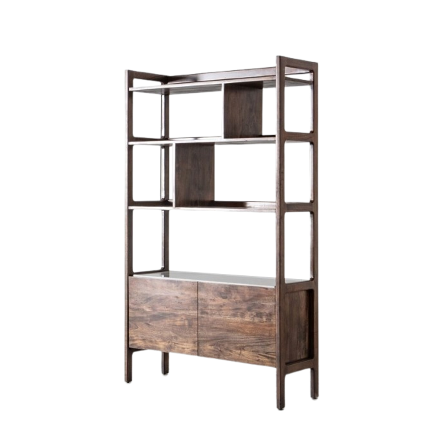 Acacia Wood And Marble Display Unit - Barcelona - Gallery 