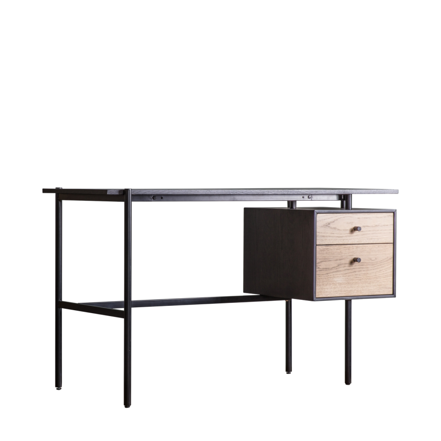 Black 2 Drawer Desk - Carbury - Gallery 