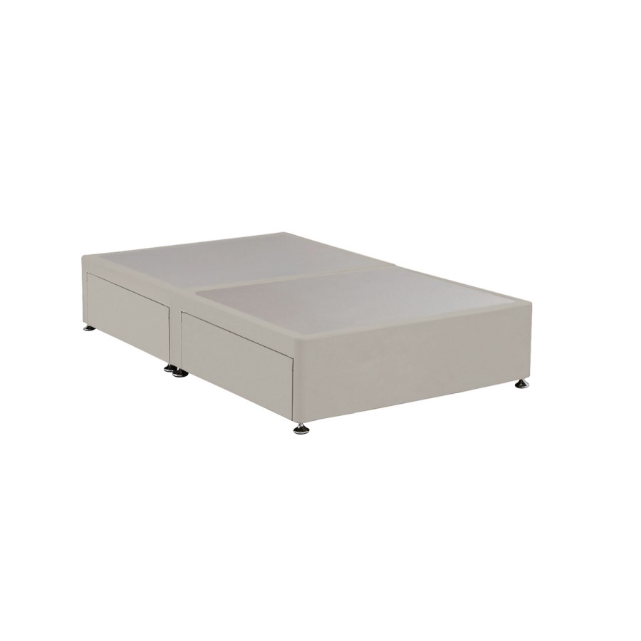 Beige Velvet Small Double Divan Bed Base with 4 Drawers - Langston