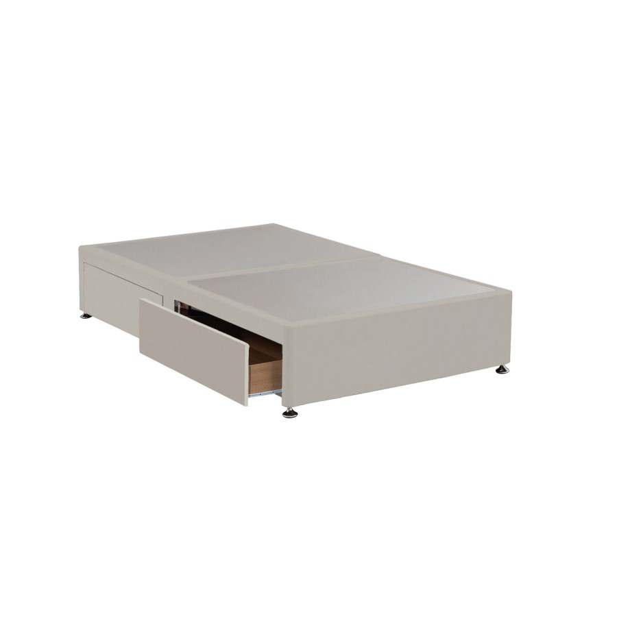 Beige Velvet Small Double Divan Bed Base with 4 Drawers - Langston