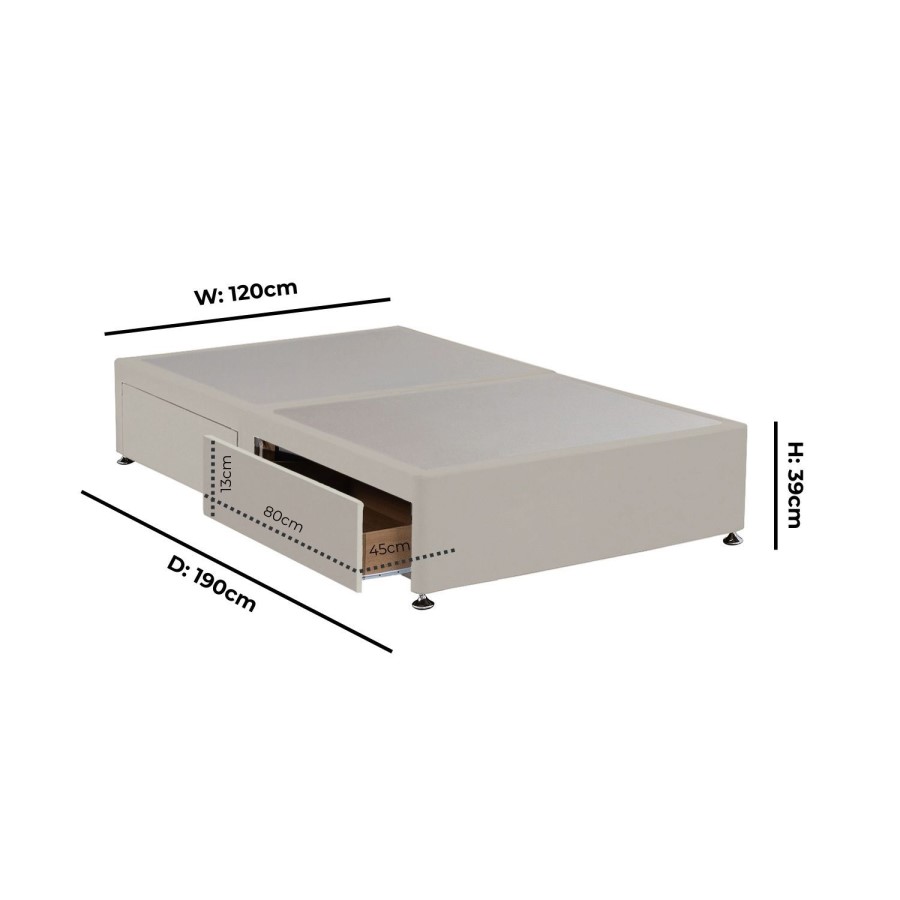 Beige Velvet Small Double Divan Bed Base with 4 Drawers - Langston