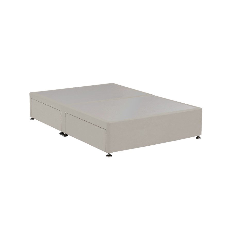 Beige Velvet Double Divan Bed Base with 4 Drawers - Langston