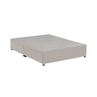 Beige Velvet King Size Divan Bed Base with 4 Drawers - Langston