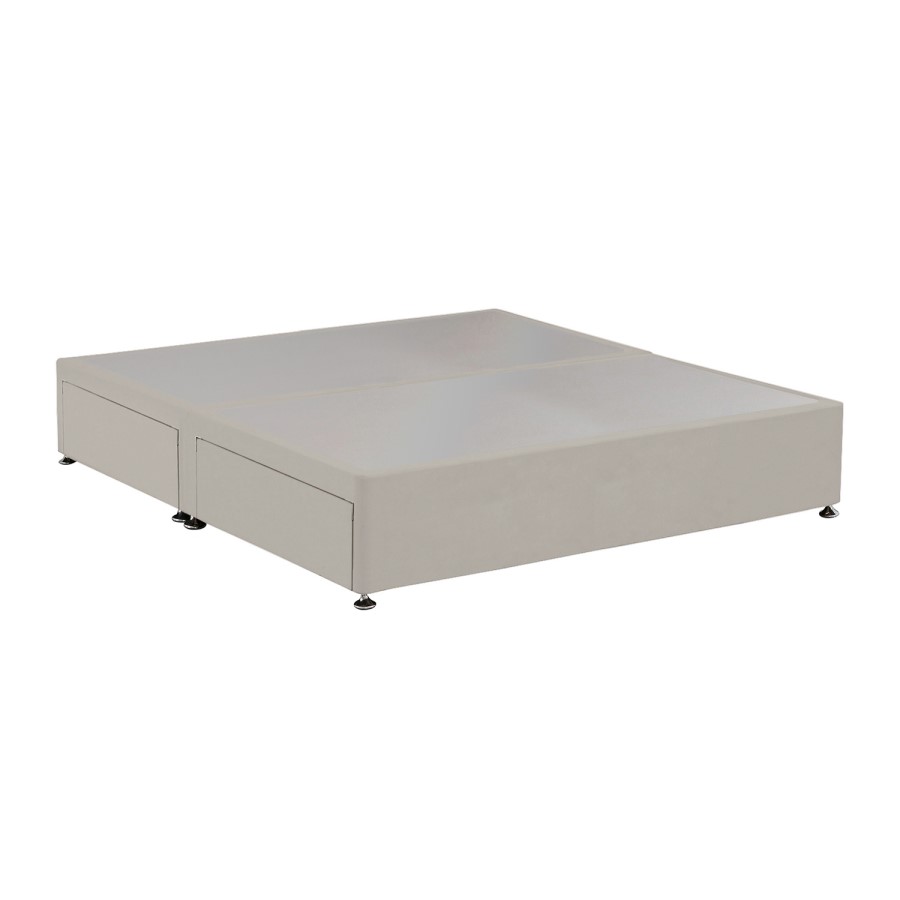 Beige Velvet Super King Size Divan Bed Base with 4 Drawers - Langston