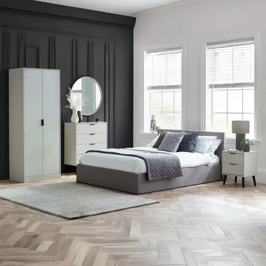 Silk Grey 2 Drawer Bedside - Alba - Julian Bowen 