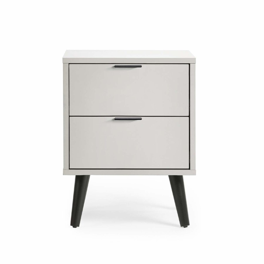 Silk Grey 2 Drawer Bedside - Alba - Julian Bowen 