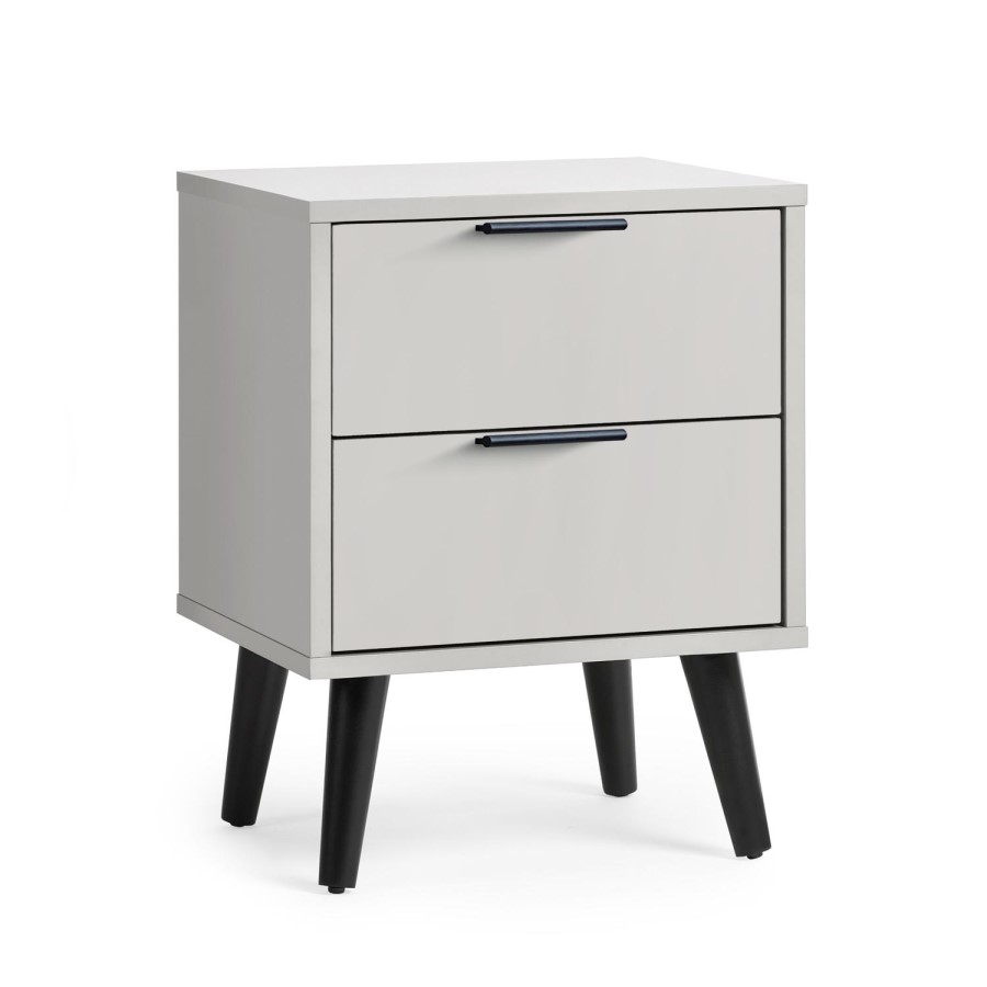 Silk Grey 2 Drawer Bedside - Alba - Julian Bowen 