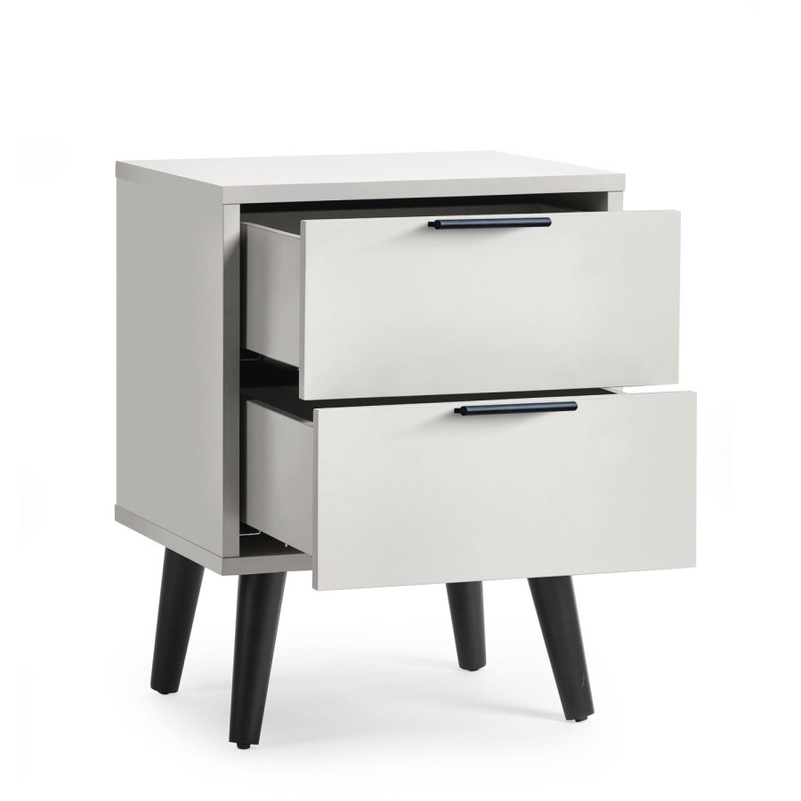 Silk Grey 2 Drawer Bedside - Alba - Julian Bowen 