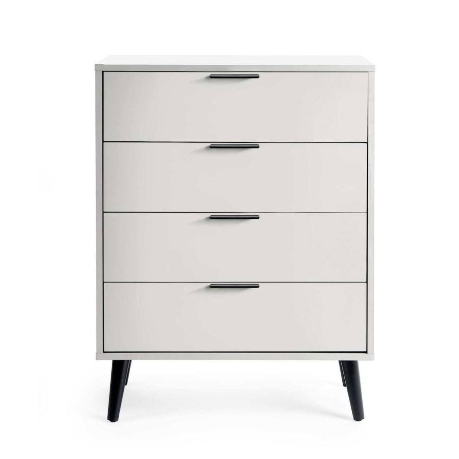 Silk Grey 4 Drawer Wide Chest - Alba - Julian Bowen