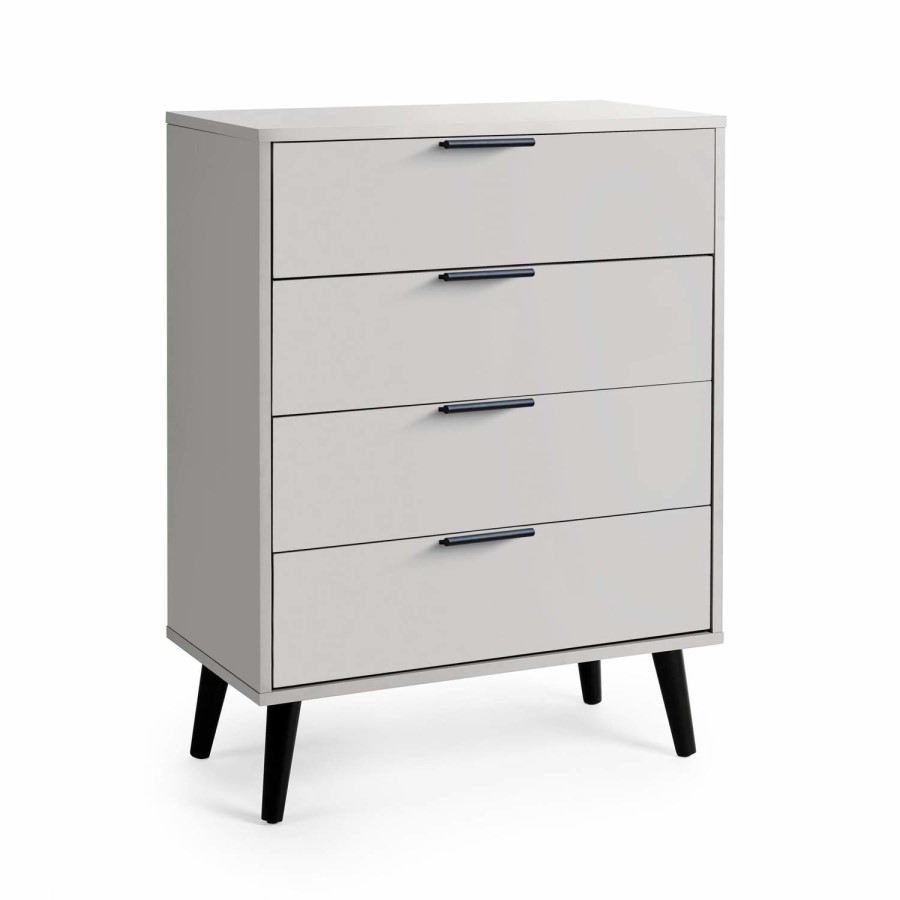 Silk Grey 4 Drawer Wide Chest - Alba - Julian Bowen