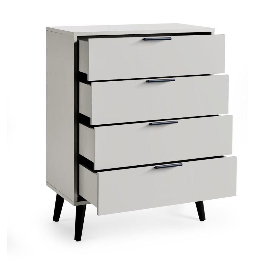 Silk Grey 4 Drawer Wide Chest - Alba - Julian Bowen