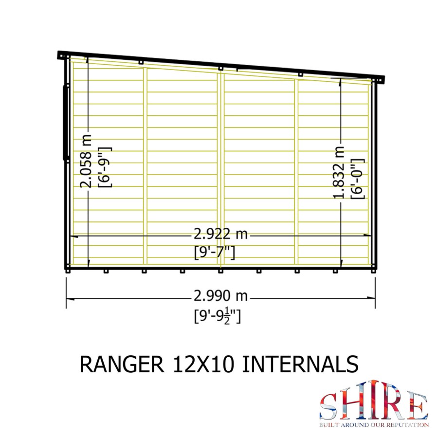 Shire Ranger 12 x 10 Pent Shiplap Shed
