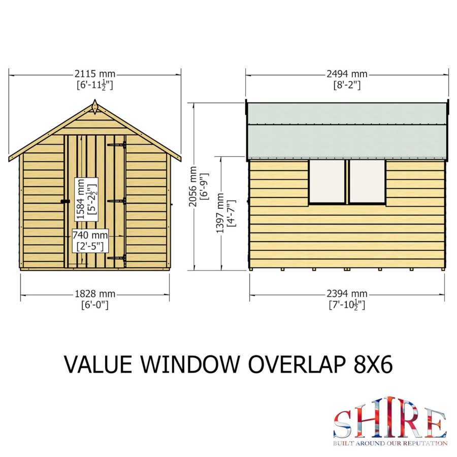 Shire Garden Value Overlap 8 x 6 Shed with Window