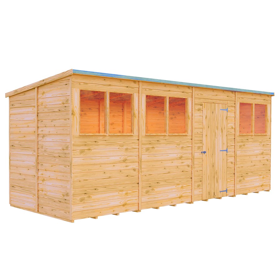 Shire Garden Value 16 x 6 Overlap Pent Shed with Windows