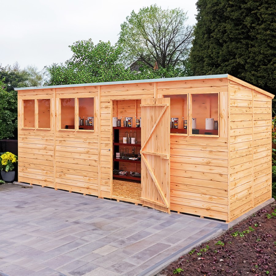 Shire Garden Value 16 x 6 Overlap Pent Shed with Windows