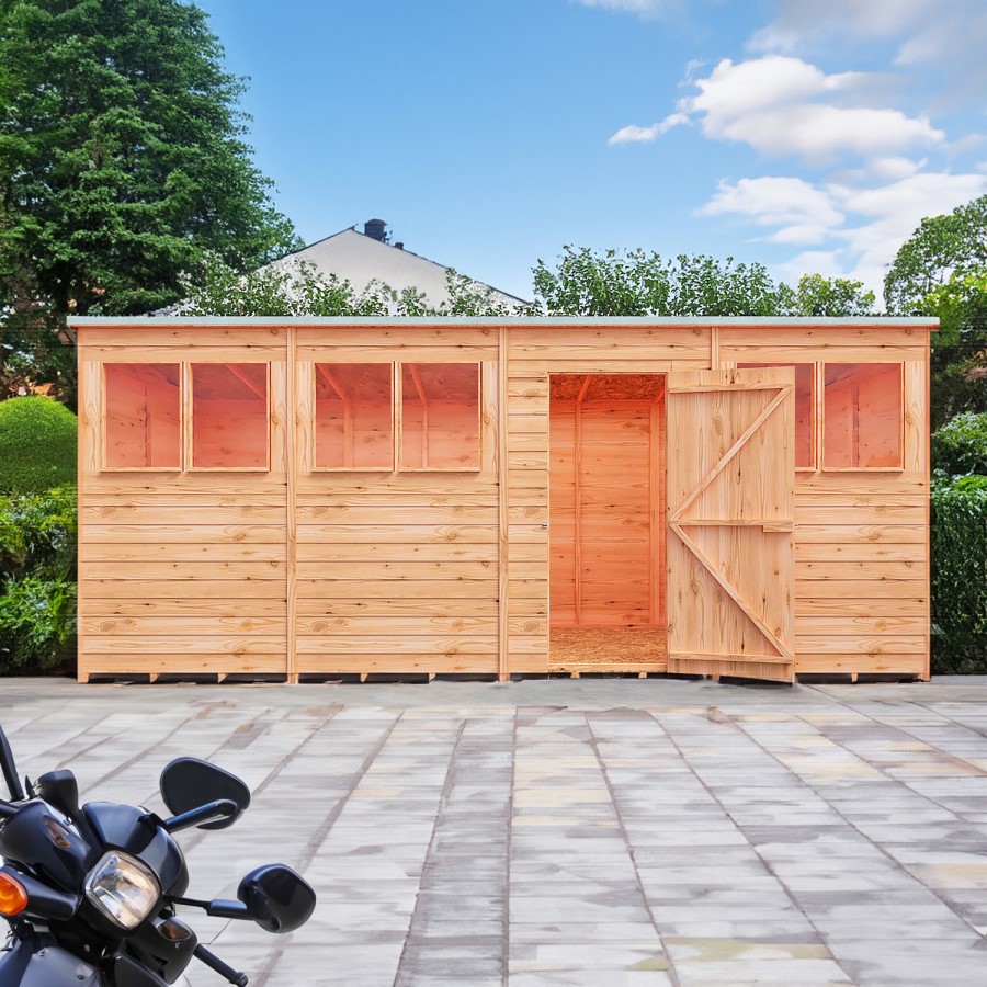 Shire Garden Value 16 x 6 Overlap Pent Shed with Windows
