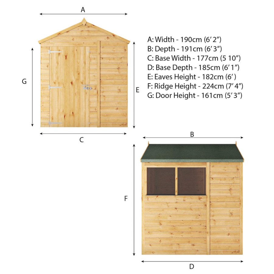 Mercia 6 x 6 Woodsman Shiplap Apex Shed