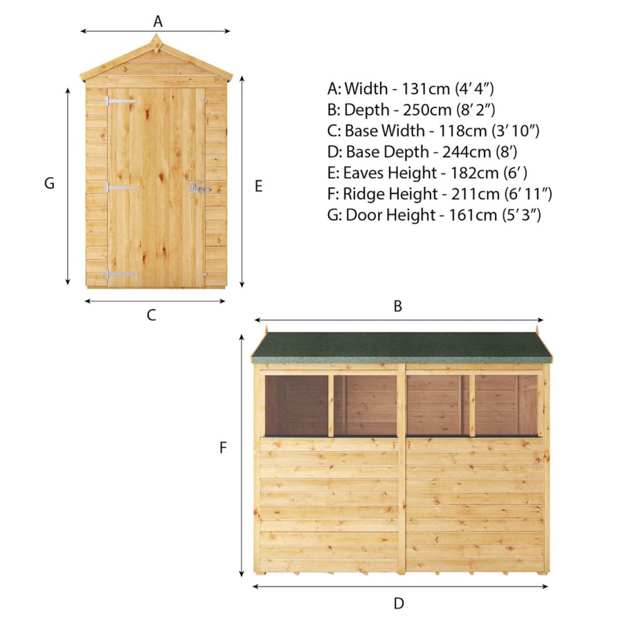 Mercia 8 x 4 Woodsman Shiplap Apex Shed