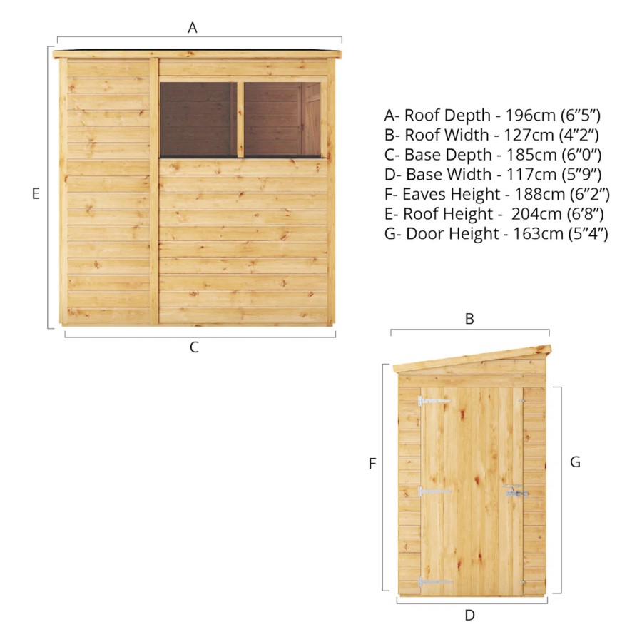 Mercia 6 x 4 Woodsman Shiplap Pent Shed