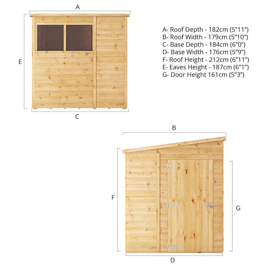 Mercia 6 x 6 Woodsman Shiplap Pent Shed