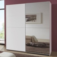 Evoque Mirrored Sliding-Door Wardrobe in White