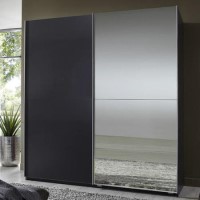 Evoque Sliding Mirrored Wardrobe in Lava Grey