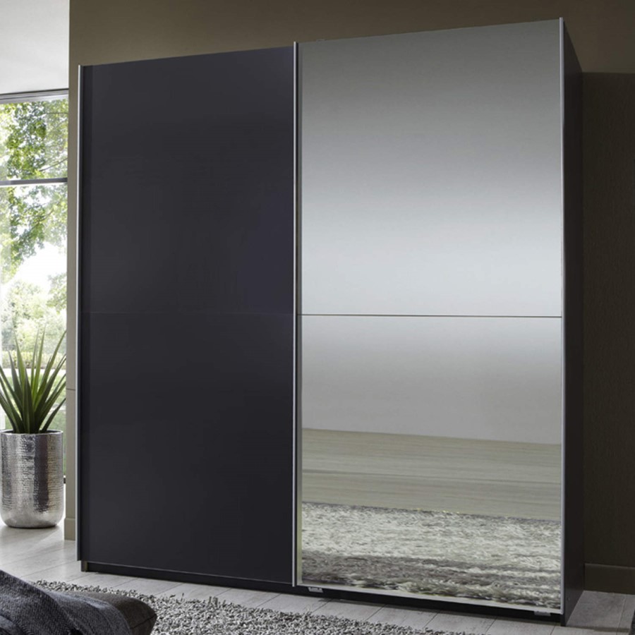Evoque Sliding Mirrored Wardrobe in Lava Grey